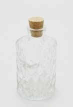 Clear Diamond Cut Vintage Style Glass Round Apothecary Jar with Cork H =... - $13.91