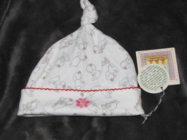 JAXXWEAR BUNNIES BY THE BAY PIMA COTTON WHITE BEANIE HAT CAP BABY GIRL 0... - £13.40 GBP