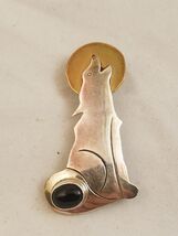 d Guerro Anhänger Brosche Wolf 925 Sterling Silber mit Stein Lapis Lazuli - $72.75