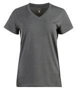 Blue Mountain YKL-9072  Women&#39;s Short-Sleeve V-Neck T-Shirt Heather Gray... - $29.47 CAD