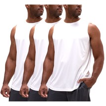 3 Pack Men&#39;S Relaxed-Fit Workout Gym Tank Top Sleeveless (White/White/Wh... - £35.23 GBP