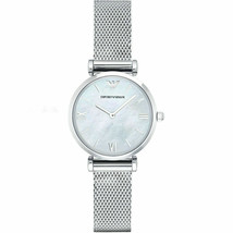 Emporio Armani AR1955 Gianni T-Bar Ladies Mother Of Pearl Chrono Watch + Bag - £97.64 GBP