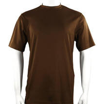 Men Dressy T-Shirt  Log-In Uomo Soft Crew Neck Silky Short Sleeves 218 Cognac - $39.99