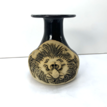 Vintage Hand-Crafted Studio Pottery Lion Face Head Ceramic Vase, Signed - £23.19 GBP