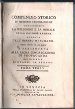 1786 Compendio storico di memorie cronologiche Ottoman Empire Armenia Religion - £435.24 GBP