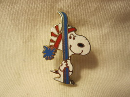 Vintage Peanuts Snoopy Christmas Toboggan &amp; Snow Ski Lapel Pin - Aviva - £8.61 GBP