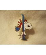 Vintage Peanuts Snoopy Christmas Toboggan &amp; Snow Ski Lapel Pin - Aviva - £8.78 GBP