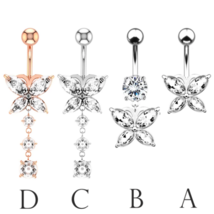 316L Stainless Steel CZ Butterfly Series Belly Button/Navel Piercing (1 ... - £4.70 GBP+