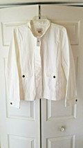 Loft Outlet Size Large White Beige Button-Up Long Sleeve Cotton Jacket (NEW) - £31.52 GBP