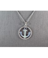 Womens Sterling Silver Opal Maritime Anchor Pendant Necklace 6.3g E3644 - €42,79 EUR