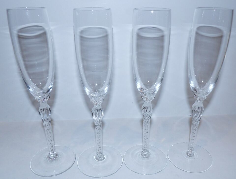 LOVELY SET OF 4 LENOX CRYSTAL ARIA 9 1/8&quot; CHAMPAGNE FLUTES - $54.44