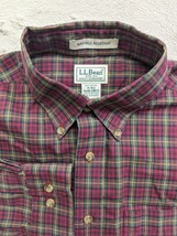 LL Bean Wrinkle Resistant Button Down Plaid Shirt Men’s Maroon/Olive 218... - $13.96