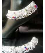 Indian Bollywood Style 925 Silver Plated Broad Anklet Payal Chain Jewelr... - £30.27 GBP