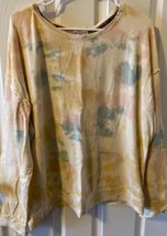 Knox Rose Top~XL~Yellow Tie Dye Shirt~Long Sleeve~Round Neck - £11.85 GBP