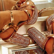 Crystal High Heels Platform Sandals - £49.52 GBP