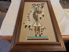 Colorful Framed Navajo Sand Art Hunchback of Whirling Log by Lorene Frag... - $150.00