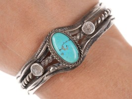 Vintage Native American Silver/Turquoise cuff bracelet - £201.82 GBP