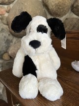 VGC 12" Jellycat Med Bashful Black Cream Puppy Dog Plush Stuffed Animal Toy tags - $26.68