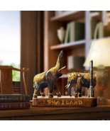 Hand Decorative Elephant Pen Holder Box Wood Carving Handmade In Thailand - $900.61 MXN