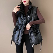  stand collar cotton padded vest 2022 winter warm female sleeveless jacket solid casual thumb200