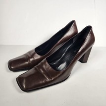 Calvin Klein Brown Leather Heels Womens 8 Square Toe - $18.66