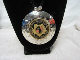 Native American Seminole Handmade Veteran Coin Medallion Fire Beaded Nec... - $148.49