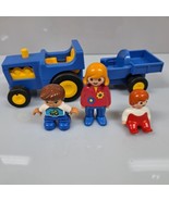 Vintage 1990 Playmobil Farm BlueTractor  Blue Trailer GEOBRA With People  - £18.64 GBP