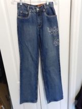 LAWMAN Slim Fit Western Women&#39;s Jeans Bareback sz 1 Rhinestone Floral Bl... - £47.50 GBP