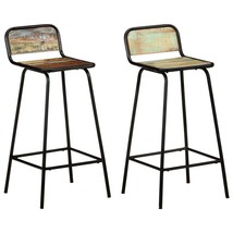 Bar Chair Set of 2 Mixed color finish Solid reclaimed wood - $195.99