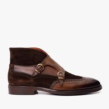The Albus Brown Leather & Suede Double Strap Monk Brogue Men Boot image 8