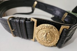 Vint. US Navy Dress Sword Belt Sz 32 WWII USN Antique Leather Hilborn Ha... - $31.79