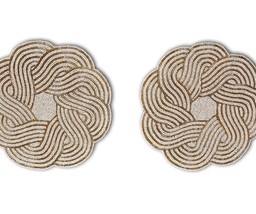 Set Of 6 Scallops Placemat Gold And White Tablemat Beaded charger Plate 13X13 In - £124.43 GBP