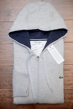 Lacoste SH1613 Men&#39;s Gray Fleece Cotton Hooded Jacket Hoodie Big &amp; Tall ... - £51.77 GBP