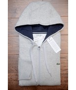 Lacoste SH1613 Men&#39;s Gray Fleece Cotton Hooded Jacket Hoodie Big &amp; Tall ... - £51.07 GBP