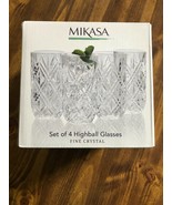 Mikasa Claremont Crystal Highball Glasses Set of 4!!!  NEW IN PACKAGE!!! - £31.44 GBP