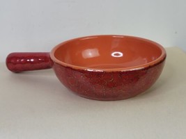  De Silva Pottery Made In Italy Dark Red Terra Cotta  Handled Soup Bowl - £10.89 GBP