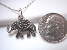 Marcasite Elephant Necklace 925 Sterling Silver Corona Sun Jewelry - £12.19 GBP