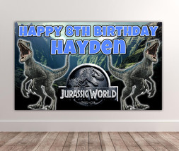 2 X JURASSIC WORLD Personalised Birthday Backdrop - Dinosaur Dominion Ba... - $17.35