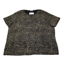 Worthington Shirt Womens Black Short Sleeve Crew Neck Animal Print Blouse - £13.97 GBP