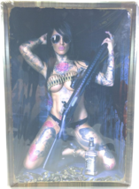 Sexy Tattooed War Girl Gun &amp; Bullets 23.5” x 15.5” Wall Mount w/ 4 Corner Holes - £28.02 GBP