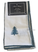 Brooks Brothers Embroidered Christmas Tree Napkins 100% Cotton 18X18&quot; Se... - $48.88