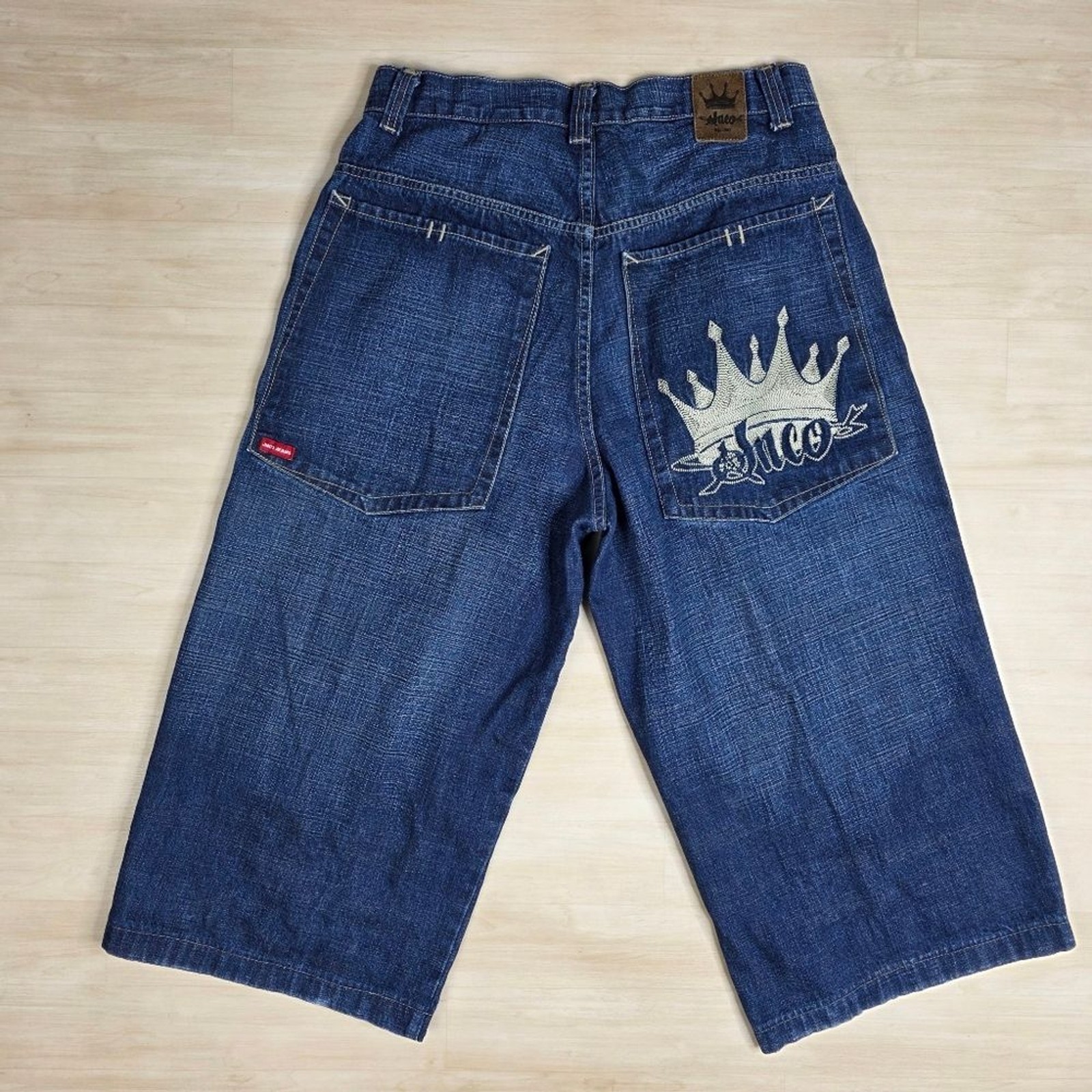 Vintage Y2K JNCO Crown Embroidery Size 30 Long 20&quot; Inseam Shorts - $296.95