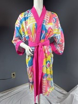 NuNo Pink Psychedelic Mod Retro Abstract Wrap Robe Recycled Bottle Women... - £30.65 GBP