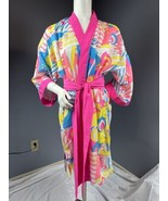 NuNo Pink Psychedelic Mod Retro Abstract Wrap Robe Recycled Bottle Women... - £30.90 GBP