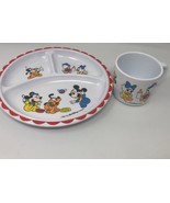 Vtg 1984 Disney Mickey Mouse Baby Toddler Child Divided Plastic Plate &amp; Mug - $369.38 MXN