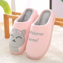 Winter  Cat Cute Couple Slippers Warm Plush Non-slip Slides Bedroom Indoor Soft  - £15.54 GBP