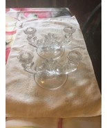 Vintage Beautiful Pair Clear Glass Double Taper Candle Stick Holders - $40.74 CAD