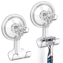 Suction Cup Hooks, 2 Pack Shower Razor Holder Removable &amp; Reusable Suction Hooks - £15.97 GBP