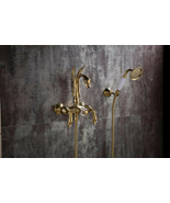 Gold wall mounted luxury swan Handles Bath Tub shower Filler Faucet wall... - $336.59