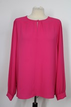 Sara Campbell M Pink Crepe Pullover Keyhole Neck Blouse Top Shirt - $28.49